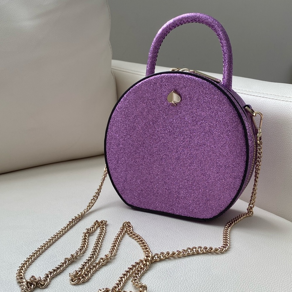 Kate Spade Purple Glitter Bag with Gold Details